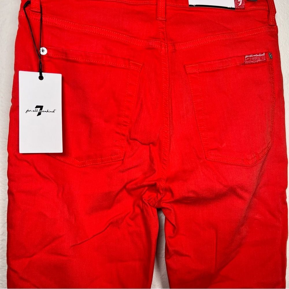 7 for all mankind high waist ankle skinny, bright orange jeans 🔥 NWT 🔥 size 24 - Picture 5 of 5
